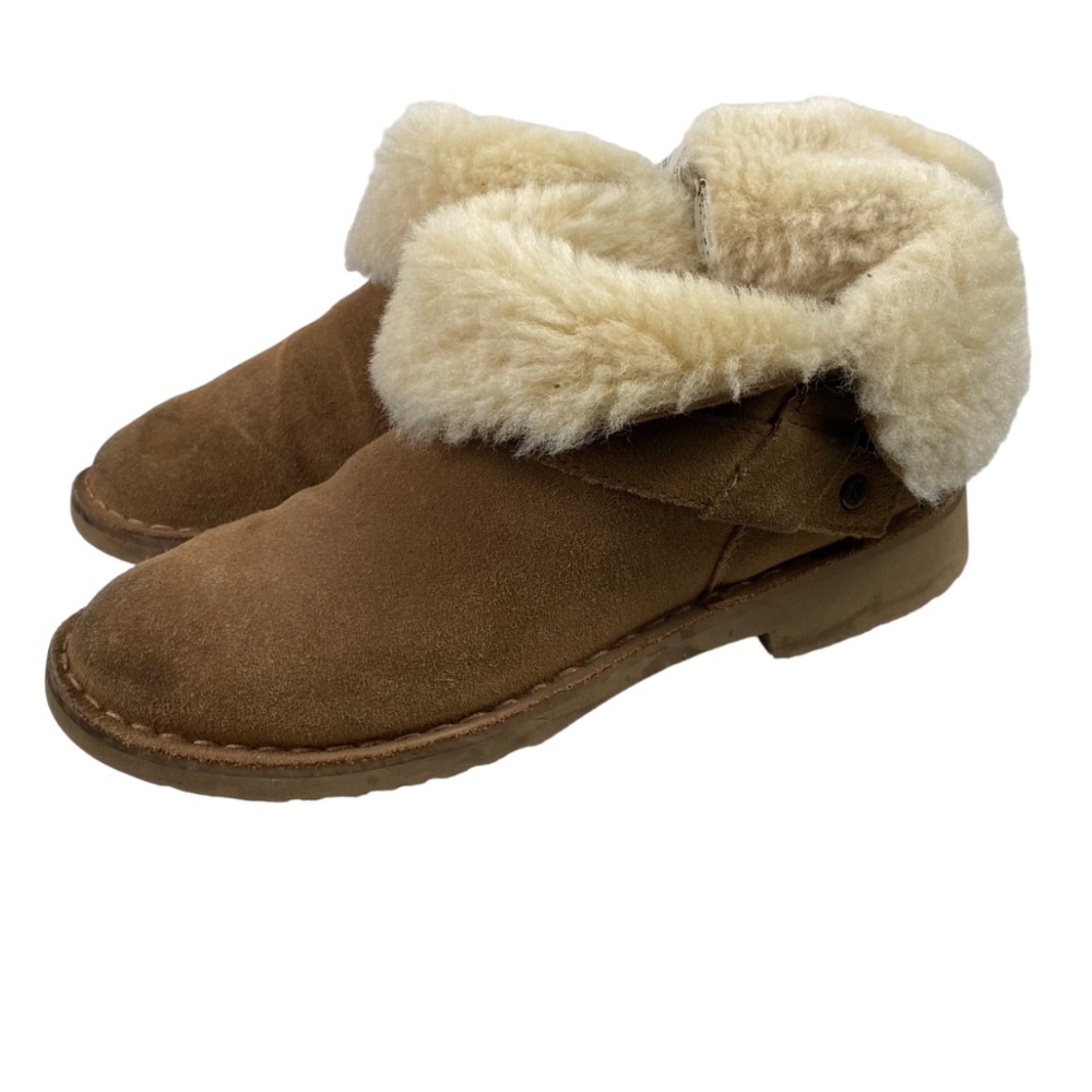 UGG Zariyah Boots Bootie Womens 6 Fold Down Shearling Suede Tan Brown - Picture 4 of 11